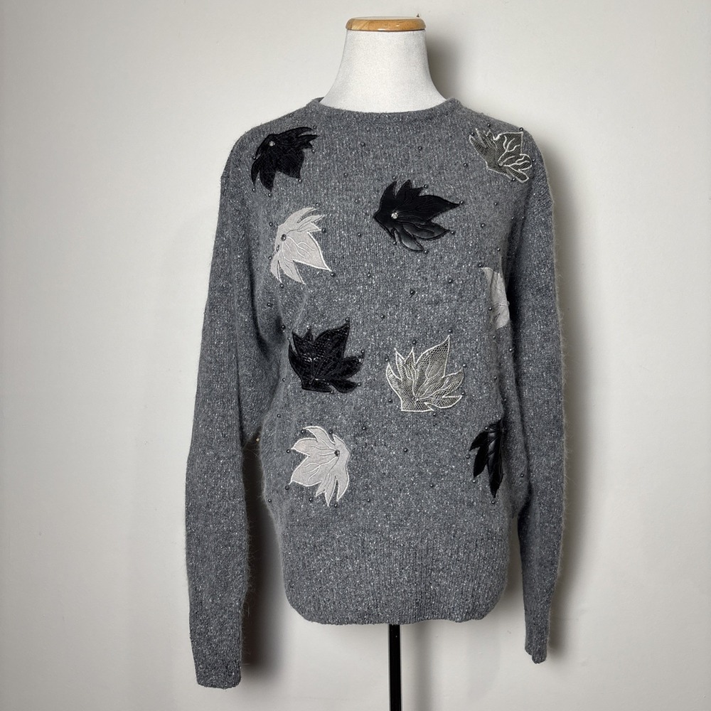 Donagain VTG Silk Angora Wool Sweater Womens L Indie Goth Cottage‎ Retro